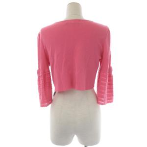 M'S GRACY ボレロ カーディガン ショート 七分袖 フレアスリーブ Vネック リボン 40 ピンク