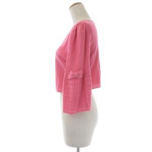 M'S GRACY ボレロ カーディガン ショート 七分袖 フレアスリーブ Vネック リボン 40 ピンク