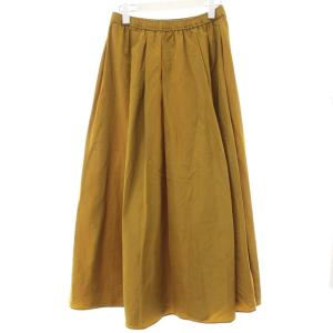 DRESSTERIOR イージーウエストタフタボリュームスカート ロング ミモレ丈 フレア タック 38 マスタード