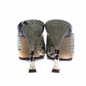 JIMMY CHOO サンダル ミュール ハイヒール ポインテッドトゥ パイソン 型押し レザー 36 カーキ ブラウン