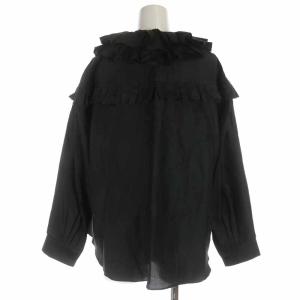 Drawer 22SS コットンシルク ダブルフリルカラーブラウス 36 黒