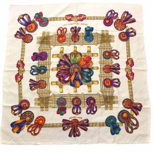 カレ90 LES RUBANS DU CHEVAL 馬のリボン スカーフ シルク マルチカラー