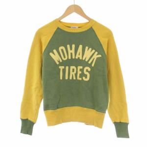 スウェット トレーナー  長袖 バイカラー 裏起毛 38 イエロー グリーン