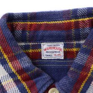 WAREHOUSE ヘビーネルシャツ 長袖 チェック 14-14.5 S ネイビー