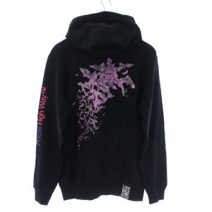 ジップアップ パーカー スウェット 長袖 ワッペン プリント 裏起毛 M ブラック タグ付き