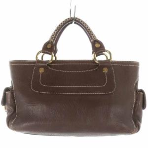 CELINE ブギーバッグ ハンドバッグ レザー マカダム ステッチ 茶 ブラウン