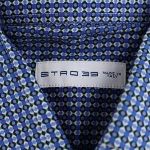 ETRO シャツ 長袖 総柄 イタリア製 39 ブルー