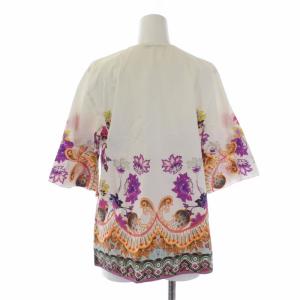 ETRO ブラウス シャツ 五分袖 フレア袖 Vネック 42 マルチカラー