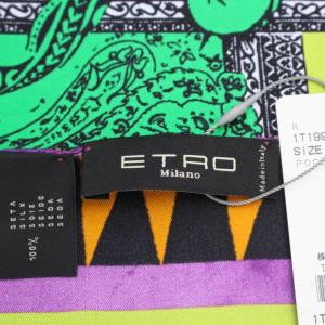 ETRO スカーフ 総柄 シルク イタリア製 マルチカラー