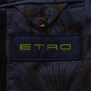 ETRO テーラードジャケット チェック 切替 ウール 48 ネイビー