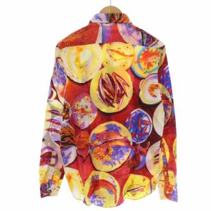 ETRO シャツ 長袖 総柄 イタリア製 M レッド イエロー