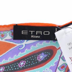 ETRO ストール スカーフ マフラー 総柄 シルク イタリア製 オレンジ
