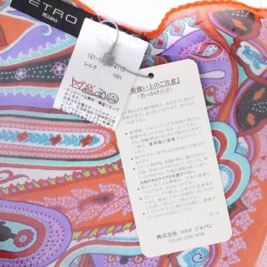 ETRO ストール スカーフ マフラー 総柄 シルク イタリア製 オレンジ
