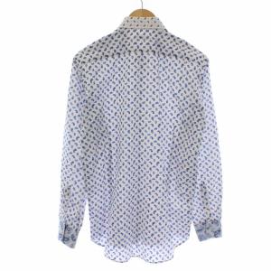 ETRO シャツ 長袖 ペイズリー柄 40 L 白 ホワイト 青 ブルー
