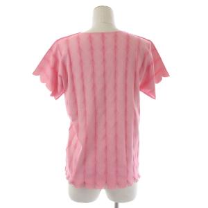 PLEATS PLEASE ISSEY MIYAKE A.POC イッセイミヤケ ニット セーター カットソー 半袖 Uネック プルオーバー スカラップ フリンジ 総柄 ナイロン