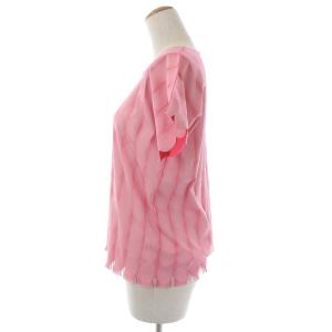 PLEATS PLEASE ISSEY MIYAKE A.POC イッセイミヤケ ニット セーター カットソー 半袖 Uネック プルオーバー スカラップ フリンジ 総柄 ナイロン