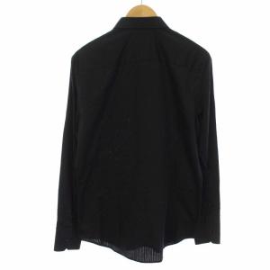 EMPORIO ARMANI シャツ スタンダードカラー 長袖 ストライプ コットン 40 ブラック