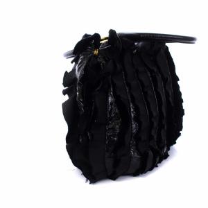 PRADA トートバッグ フリル 切替 ナイロン エナメル 黒