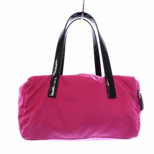 PRADA ハンドバッグ ミニボストン 三角プレート ナイロン ピンク