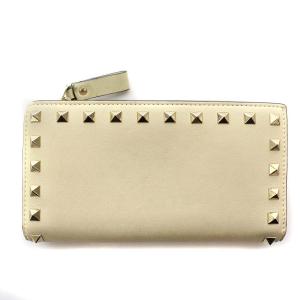 VALENTINO GARAVANI 長財布 LW2P0301BOL ロック スタッズ レザー ラウンドファスナー アイボリー