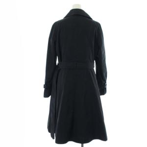 EPOCA トレンチコート ロング 裏地ストライプ 背抜き ベルト 2way 40 ブラック