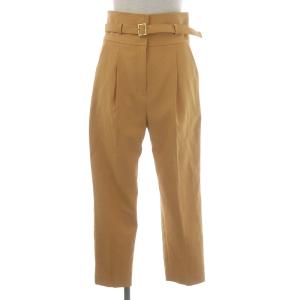 21SS ワンタックスリムパンツ テーパード ハイウエスト ベルト 麻混 リネン混 36 S オレンジ