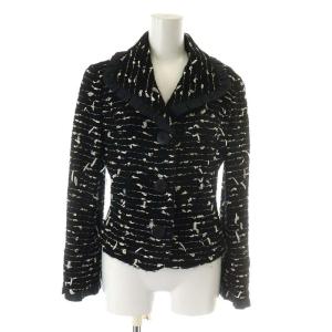 ジャケット 柄 ウール 40 ブラック ホワイト