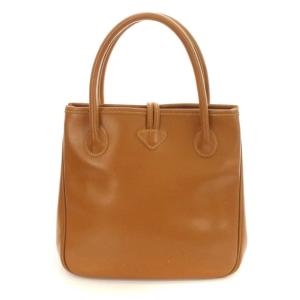 Longchamp ロゾ ハンドバッグ ロゴ レザー 鞄 茶 ブラウン