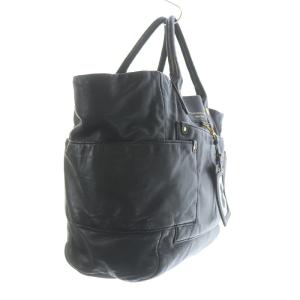 MARC by MARC JACOBS トートバッグ ショルダーバッグ ロゴ 裏地総柄 パスケース付き レザー 黒 ブラック D