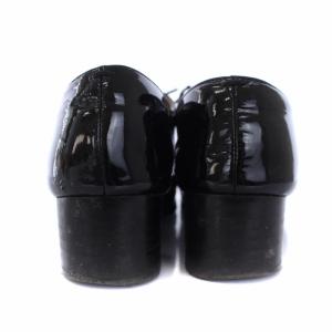 MARGARET HOWELL レースアップシューズ ミドルヒール エナメル 22.5cm 黒 ブラック