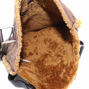 D&G ムートンバッグ トートバッグ ハンドバッグ ボア ロゴ ブラウン