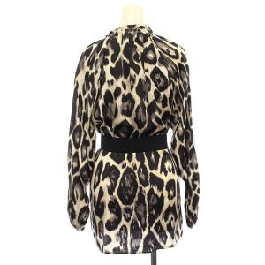 LANVIN ブラウス シャツ 長袖 レオパード ベルト付き 38 ブラック