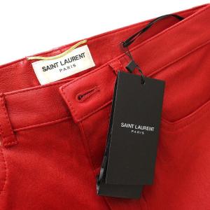 SAINT LAURENT PARIS レザースキニーパンツ 羊革 36 赤