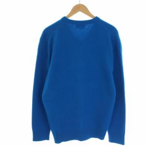 Calvin Klein ニット セーター 長袖 Vネック 刺繍 ウール XS ブルー