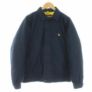 ダウンジャケット ジップアップ 刺繍 M ネイビー