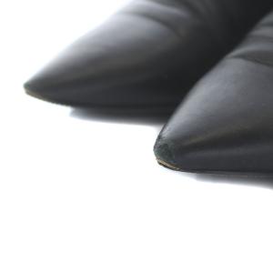 PELLICO ショートブーツ ポインテッドトゥ ローヒール チャンキーヒール サイドジップ レザー 37 ブラック