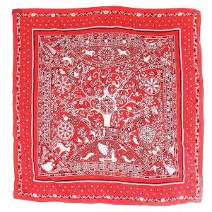 カレ55 PEUPLE DU VENT 風の民 スカーフ シルク レッド