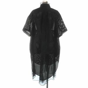 sacai シャツワンピース ロング シアー シースルー パンチング フリル 半袖 ブラック