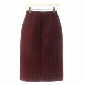 GRACE CONTINENTAL 18AW タイトスカート ロング ミモレ ウール 千鳥格子 36 レッド