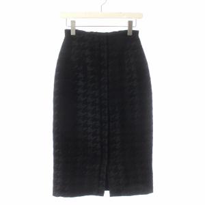 18AW タイトスカート ロング ミモレ ウール 千鳥格子 36 ブラック