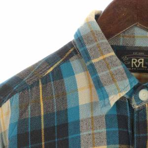 RRL カジュアルシャツ コットン チェック ポケット 長袖 M ブルー