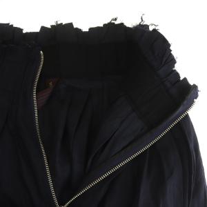 MIHARA YASUHIRO フレアスカート ロング マキシ ジップアップ カットオフ 麻 リネン 38 M 紺 ネイビー