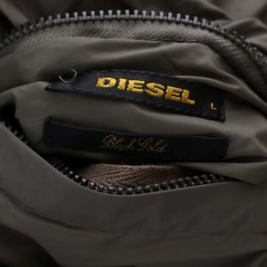 DIESEL リバーシブル ダウンジャケット フード ジップアップ チェック柄 L カーキ