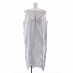 ENFOLD ワンピース ロング ミモレ ノースリーブ ストライプ 38 M 白 ホワイト 紺 ネイビー
