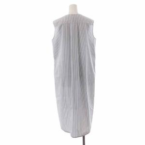 ENFOLD ワンピース ロング ミモレ ノースリーブ ストライプ 38 M 白 ホワイト 紺 ネイビー