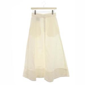 ATON フレアスカート ロング マキシ丈 デニム 02 M 白 ホワイト