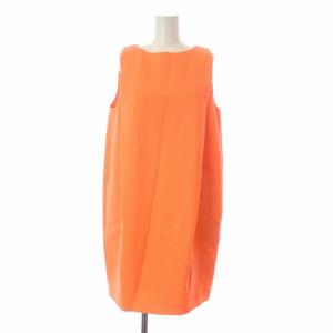 ワンピース ひざ丈 ノースリーブ 38 M オレンジ