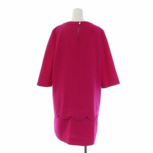 kate spade new york ひざ丈ワンピース 七分袖 スカラップ クルーネック 4 ピンク