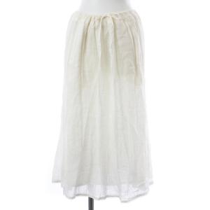 MARGARET HOWELL フレアスカート ロング ウエストゴム レース ペチコート 麻 リネン 2 M 白 ホワイト