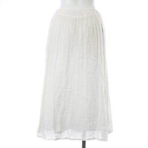 MARGARET HOWELL フレアスカート ロング ウエストゴム レース ペチコート 麻 リネン 2 M 白 ホワイト